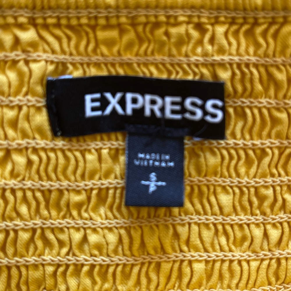 Express Asymmetrical Button Front Midi Dress | Small | Yellow - Picture 5 of 6